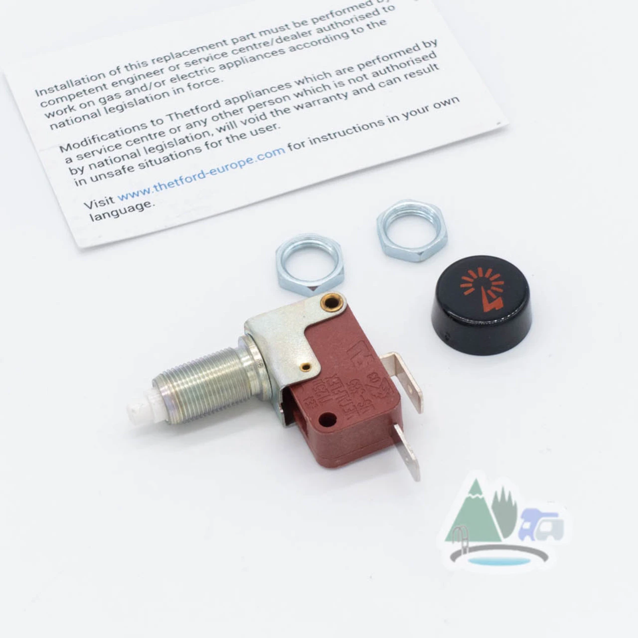 Thetford Spare - Ignition Switch Button With Fixing Nuts - SSPA0384 2 Thetford Spare - Ignition Switch Button With Fixing Nuts - SSPA0384 - Image 2