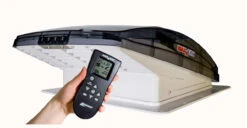 Maxxair MaxxFan Deluxe Remote Control Campervan Caravan Motorhome Roof Vent With Fan -Jacksons Leisure Supplies MaxxFan Deluxe Clear with Remote White Background 1 38482.1519815661