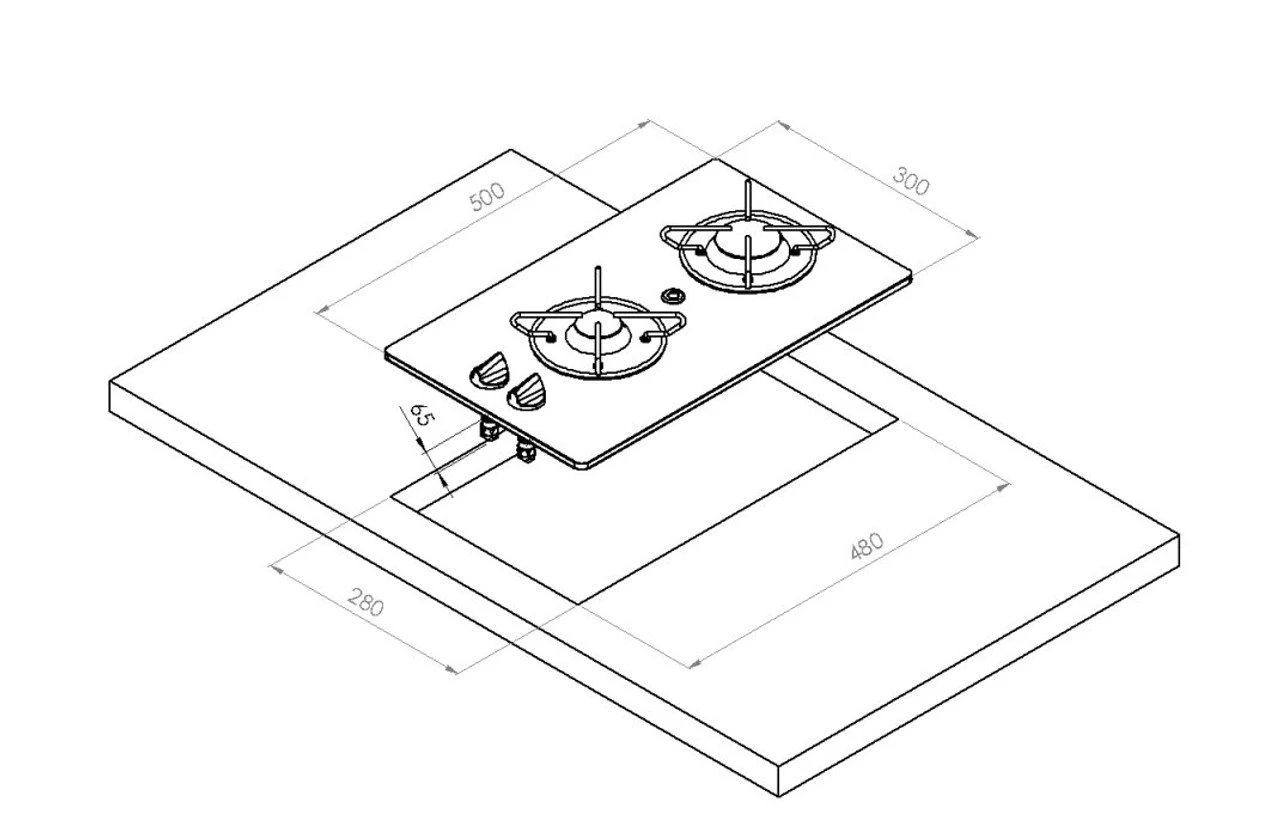 Navy Load Built In Glass Hob Double Burner NL.20003 Cooker 2 Navy Load Built In Glass Hob Double Burner NL.20003 Cooker - Image 2