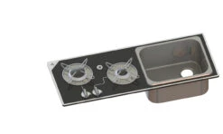 Navy Load Glass Built-In 2 Burners Hob With Stainless Steel Sink NL.20015