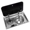 Navy Load Stainless Steel Single Hob With Right Hand Sink And Glass Lid NL.24000