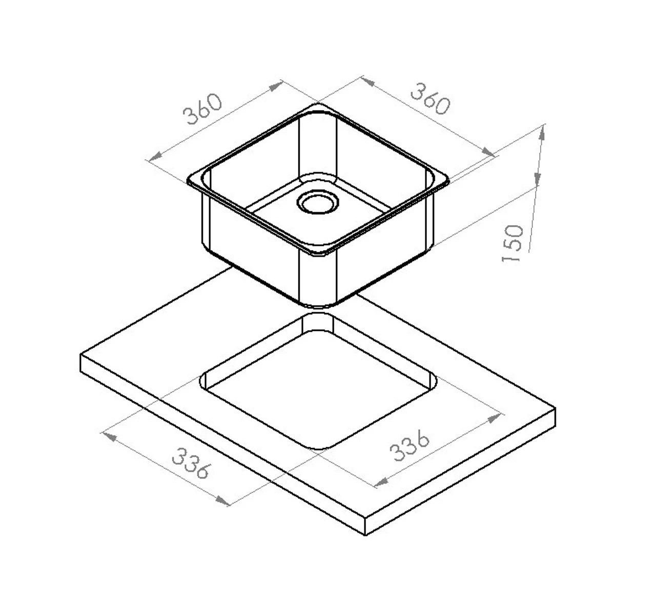 Navy Load Stainless Steel Square Sink 360x360 NL.30011 2 Navy Load Stainless Steel Square Sink 360x360 NL.30011 - Image 2