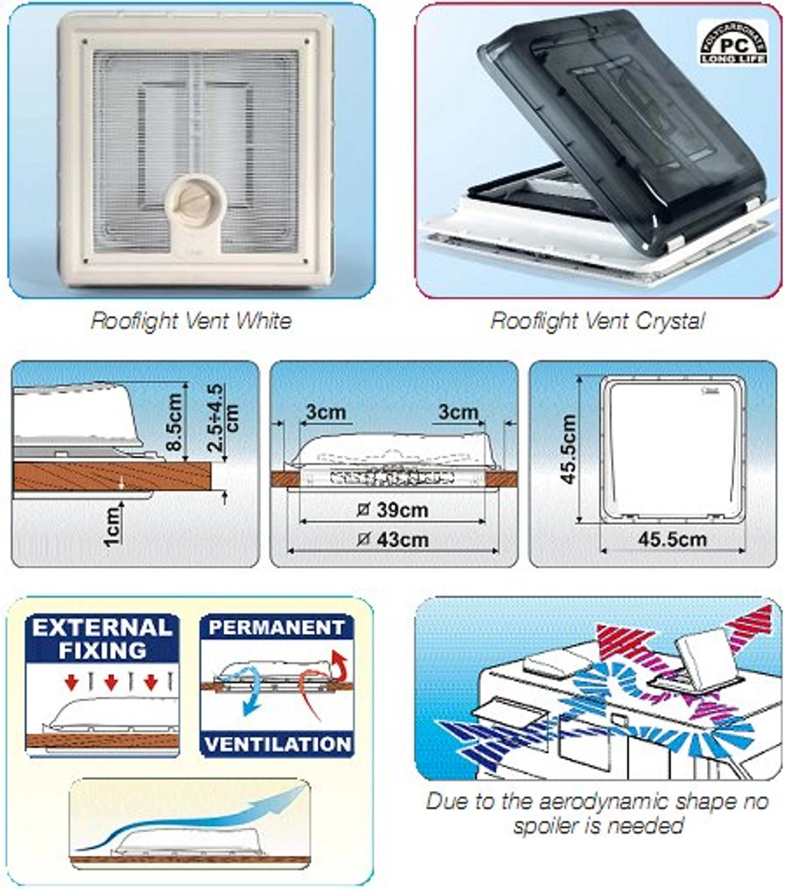Fiamma Crystal Caravan Roof Light Vent 400 X 400 4 Fiamma Crystal Caravan Roof Light Vent 400 X 400 - Image 4