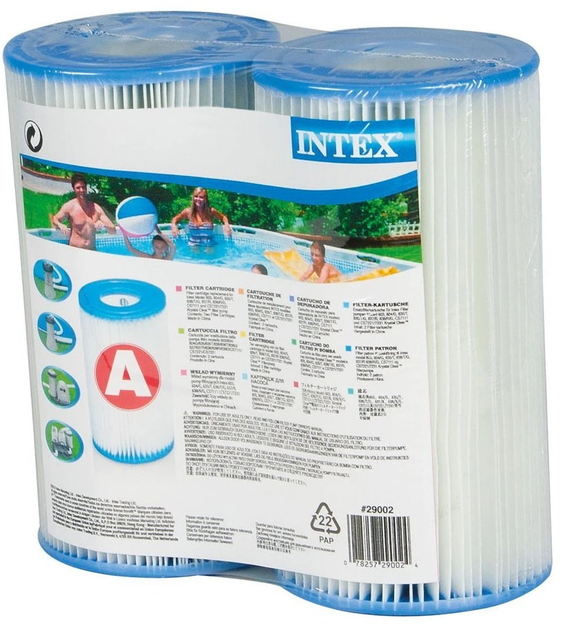 Intex Swimming Pool A-Type Filter Cartridge Twin Pack 1 Intex Swimming Pool A-Type Filter Cartridge Twin Pack