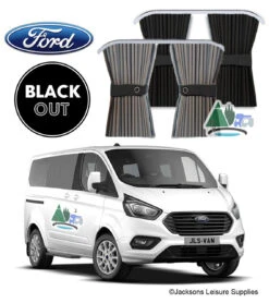 Adventurer Ford Transit Custom Campervan Blackout Curtains Kit - Black/Grey