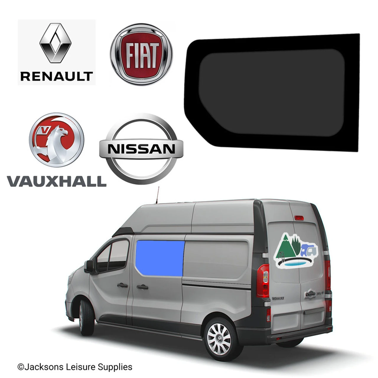 Renault Trafic Vauxhall Vivaro Fixed Glass Campervan Window - UK Passenger Side 1 Renault Trafic Vauxhall Vivaro Fixed Glass Campervan Window - UK Passenger Side