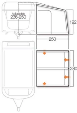 Vango Varkala Connect Caravan Airbeam Awning -Jacksons Leisure Supplies vango 2018 awnings floorplan varkala 280 78793.1511266935