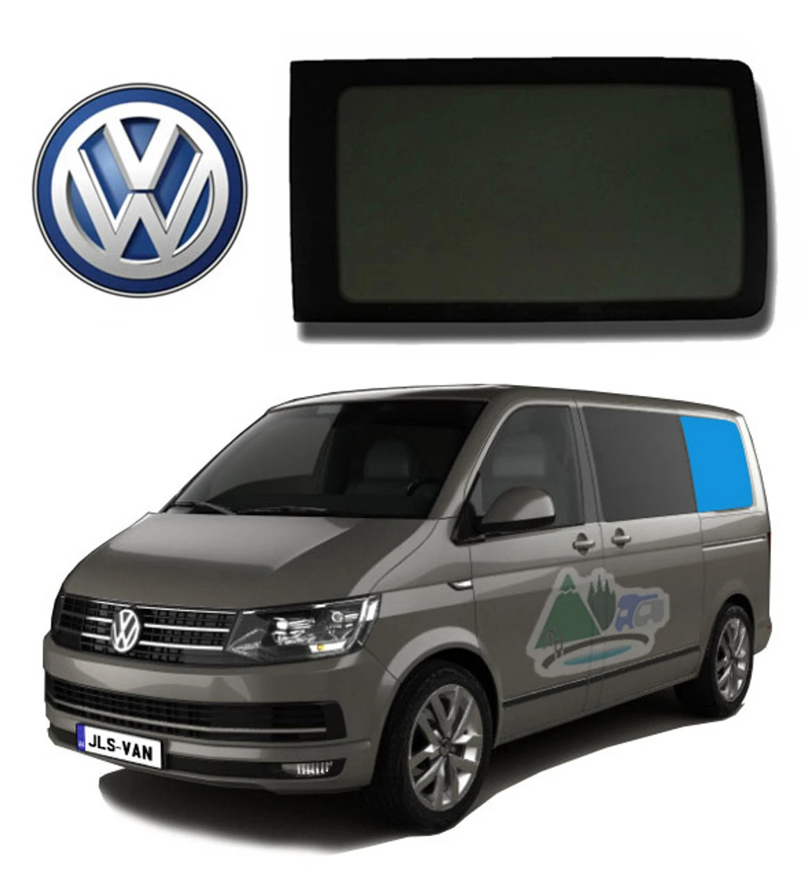 VW T5 T6 Bonded Privacy Glass Fixed Window - Rear Left Hand SWB 1 VW T5 T6 Bonded Privacy Glass Fixed Window - Rear Left Hand SWB