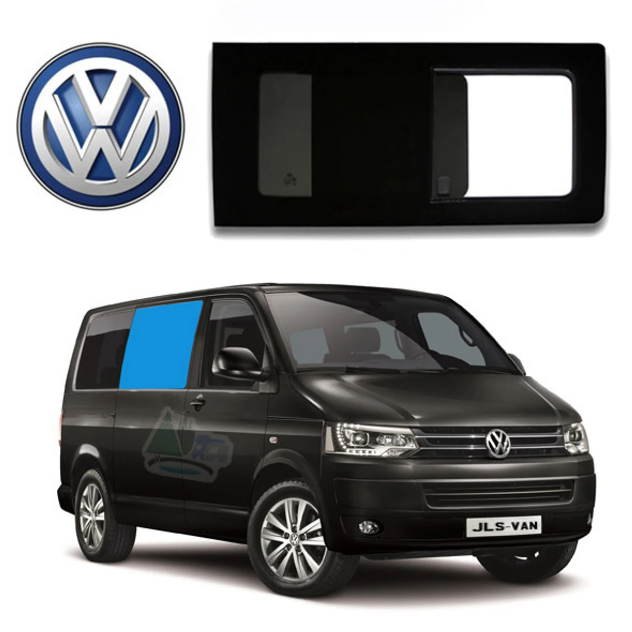 VW T5 T6 Bonded Privacy Glass Sliding Window - Front Right Hand 1 VW T5 T6 Bonded Privacy Glass Sliding Window - Front Right Hand