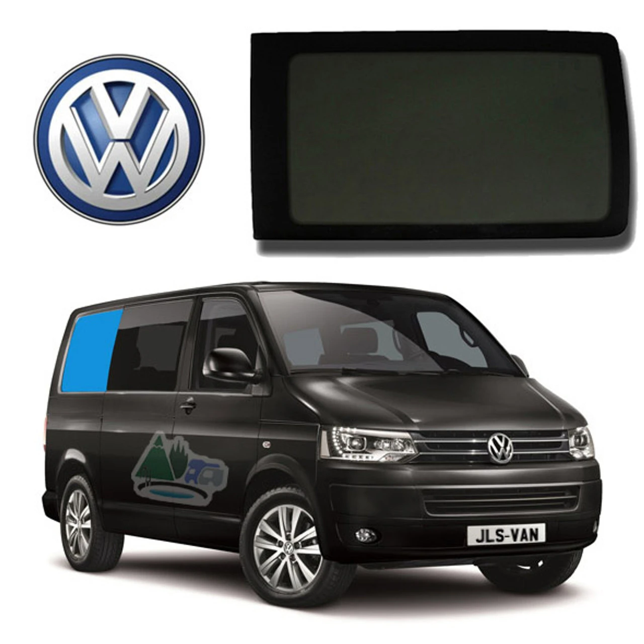 VW T5 T6 Bonded Privacy Glass Fixed Window - Rear Right Hand SWB 1 VW T5 T6 Bonded Privacy Glass Fixed Window - Rear Right Hand SWB